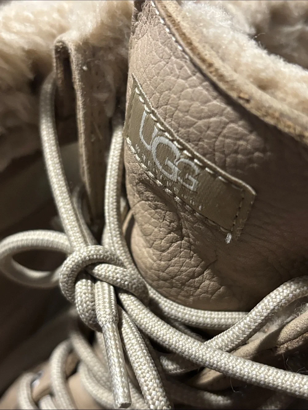 UGG Adirondack III Women's Beige Shearling-Lined Lace-Up Winter Boots